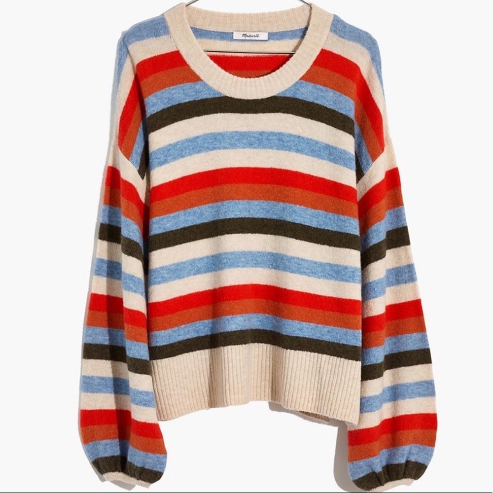 Madewell Payton Striped Coziest Yarn Pullover Sweater
